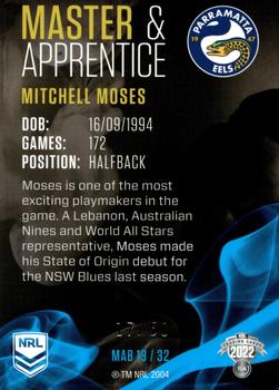 2022 NRL Traders - Master & Apprentice Blue #MAB19 Mitchell Moses Back